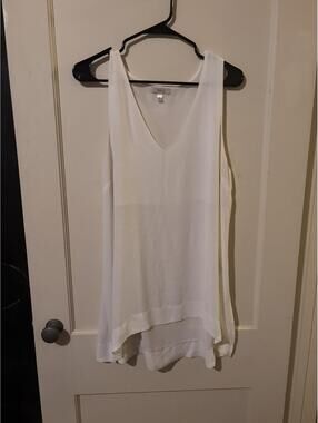 HALO White Sleeveless V-Neck Flowy Tank Top Size L